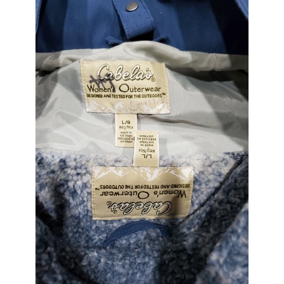 Vintage Cabelas Womens Outerwear Aztec Lined Sherpa Jacket Size L Blue - Picture 6 of 7